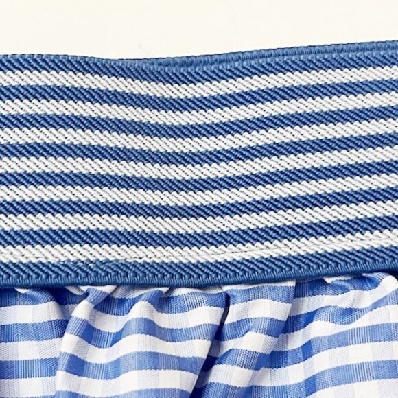 Magic Blue & White Gingham Plaid Skirt w/ Floral Embroidery - Picture 4 of 5